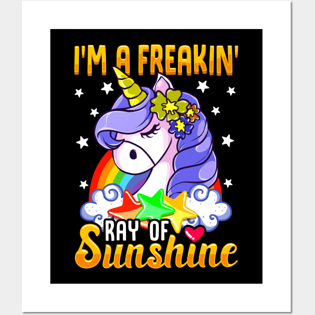 Sarcastic I'm A Freakin' Ray of Sunshine Unicorn Wall Art by theperfectpresents